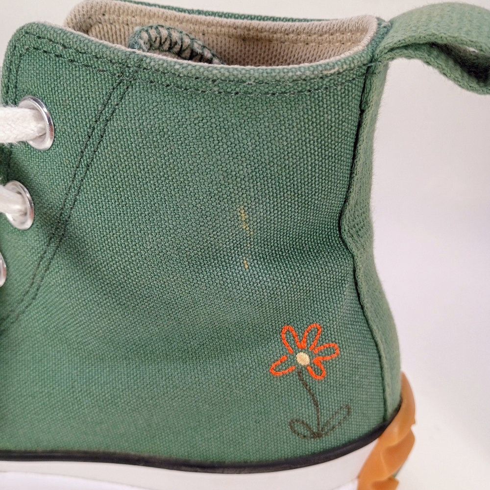CONVERSE Chuck Taylor Run Star Hike Hi Womens 5.5 Green Floral Embroidered Shoes - Picture 5 of 11